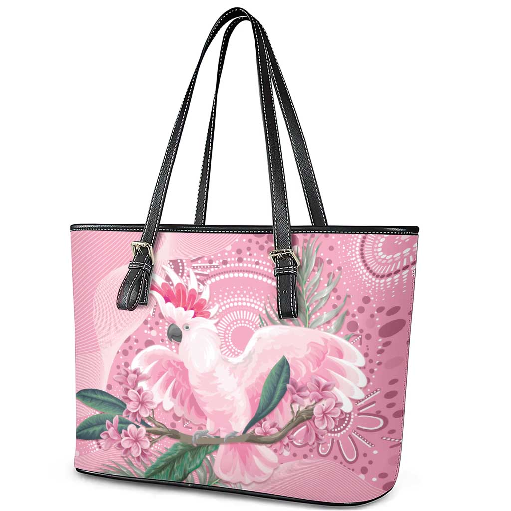 Pink Cockatoo Australia Leather Tote Bag Aussie Cacatua Leadbeateri - Aboriginal Art