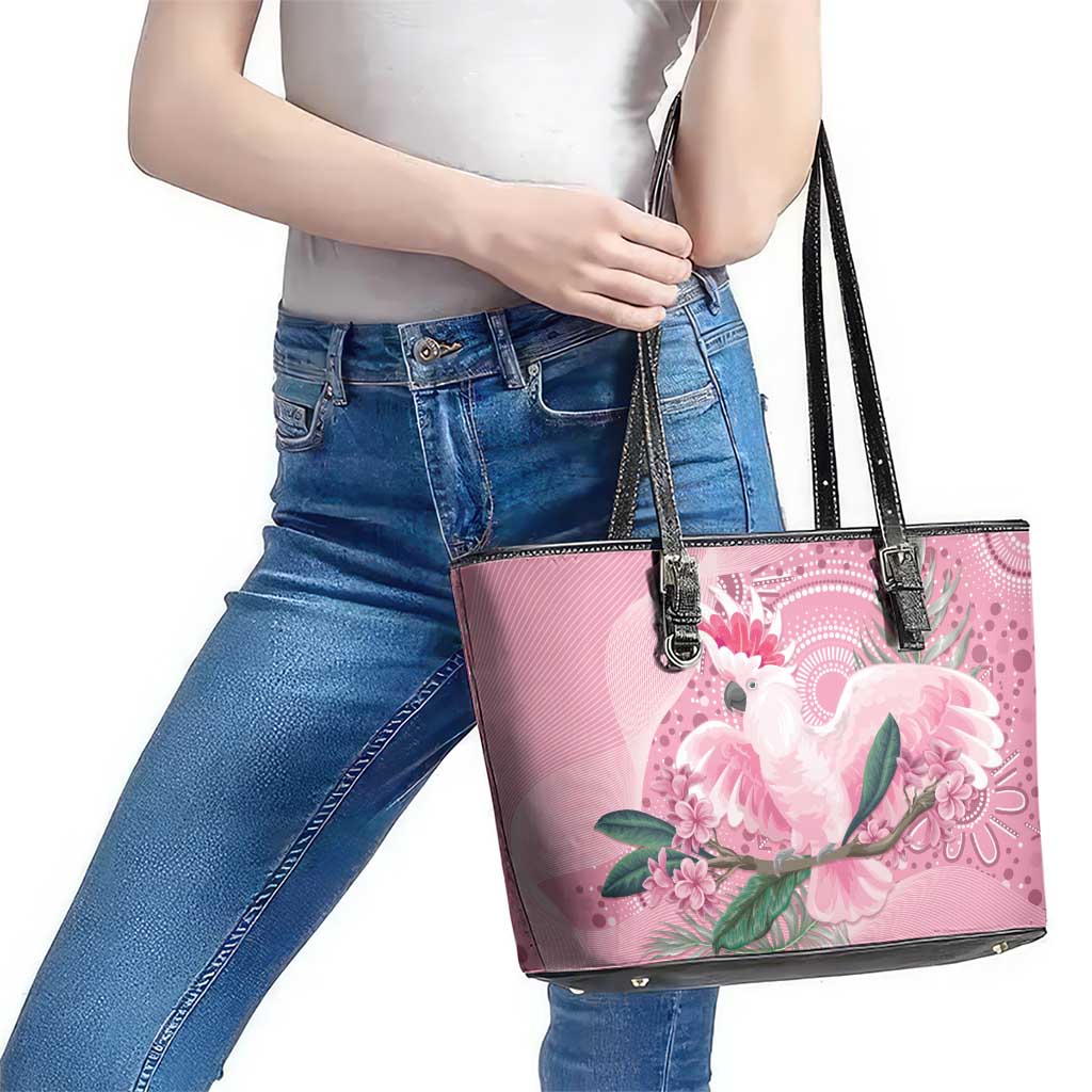 Pink Cockatoo Australia Leather Tote Bag Aussie Cacatua Leadbeateri - Aboriginal Art