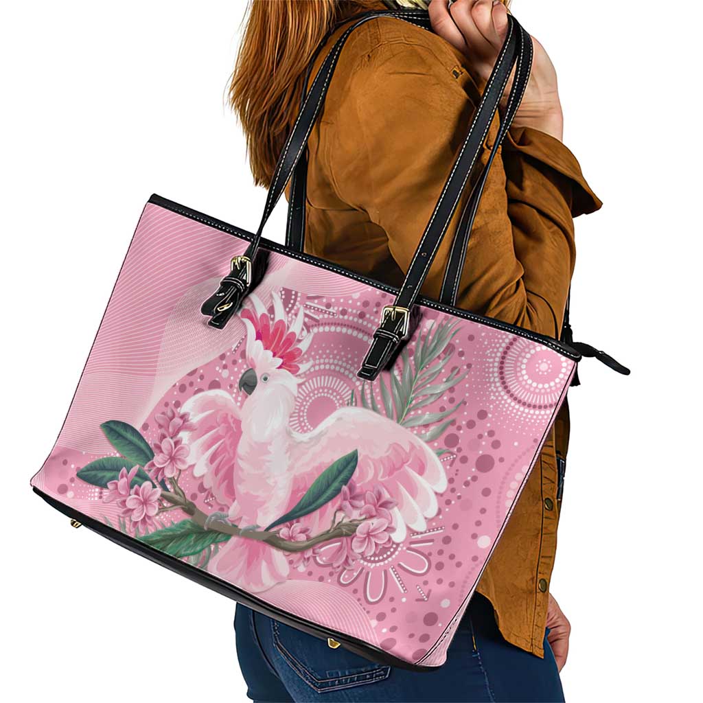 Pink Cockatoo Australia Leather Tote Bag Aussie Cacatua Leadbeateri - Aboriginal Art