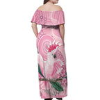 Pink Cockatoo Australia Off Shoulder Maxi Dress Aussie Cacatua Leadbeateri - Aboriginal Art