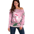 Pink Cockatoo Australia Off Shoulder Sweater Aussie Cacatua Leadbeateri - Aboriginal Art