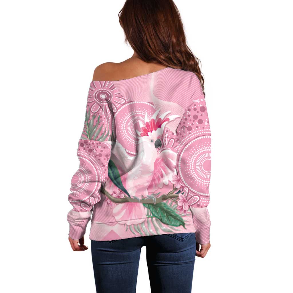 Pink Cockatoo Australia Off Shoulder Sweater Aussie Cacatua Leadbeateri - Aboriginal Art