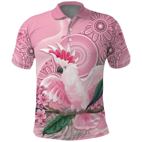 Pink Cockatoo Australia Polo Shirt Aussie Cacatua Leadbeateri - Aboriginal Art