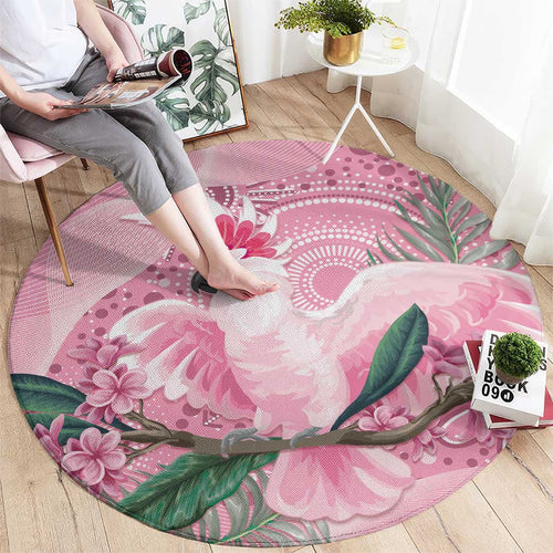 Pink Cockatoo Australia Round Carpet Aussie Cacatua Leadbeateri - Aboriginal Art