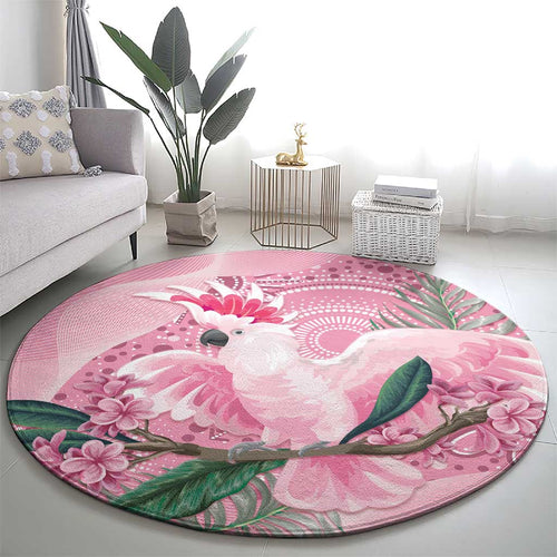 Pink Cockatoo Australia Round Carpet Aussie Cacatua Leadbeateri - Aboriginal Art