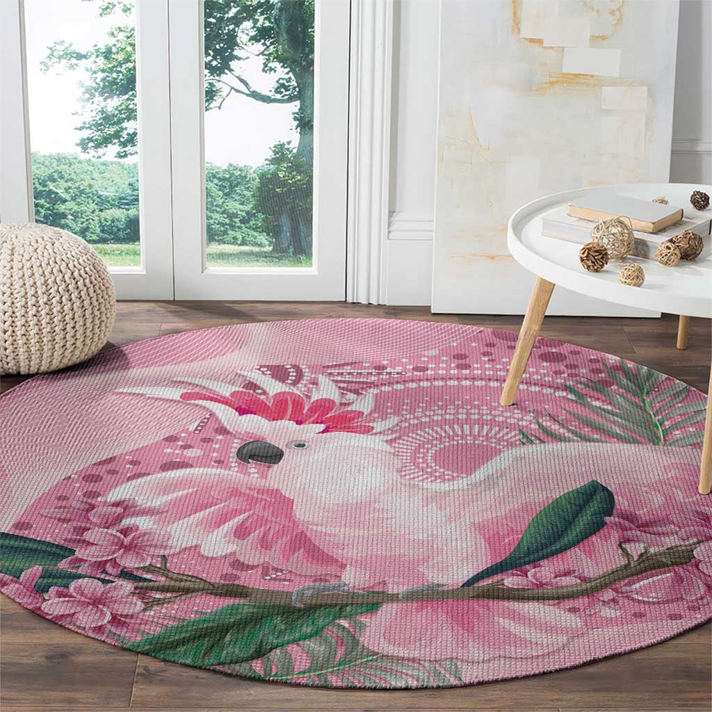 Pink Cockatoo Australia Round Carpet Aussie Cacatua Leadbeateri - Aboriginal Art