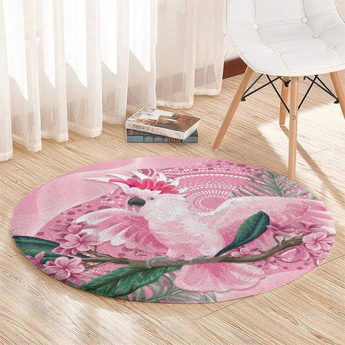 Pink Cockatoo Australia Round Carpet Aussie Cacatua Leadbeateri - Aboriginal Art