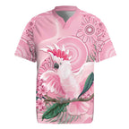 Pink Cockatoo Australia Rugby Jersey Aussie Cacatua Leadbeateri - Aboriginal Art