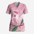 Pink Cockatoo Australia Scrub Top Aussie Cacatua Leadbeateri - Aboriginal Art - Aussie Hoodie