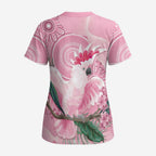 Pink Cockatoo Australia Scrub Top Aussie Cacatua Leadbeateri - Aboriginal Art - Aussie Hoodie