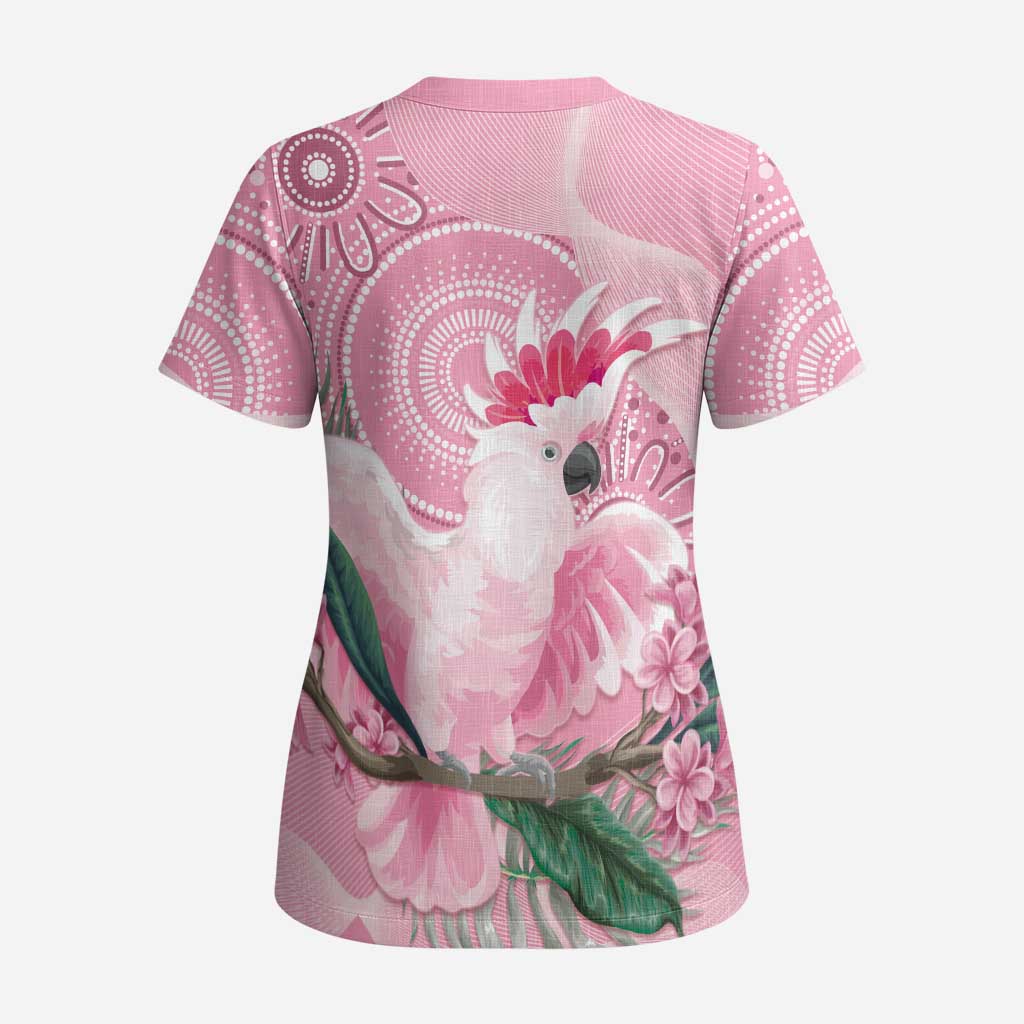 Pink Cockatoo Australia Scrub Top Aussie Cacatua Leadbeateri - Aboriginal Art - Aussie Hoodie