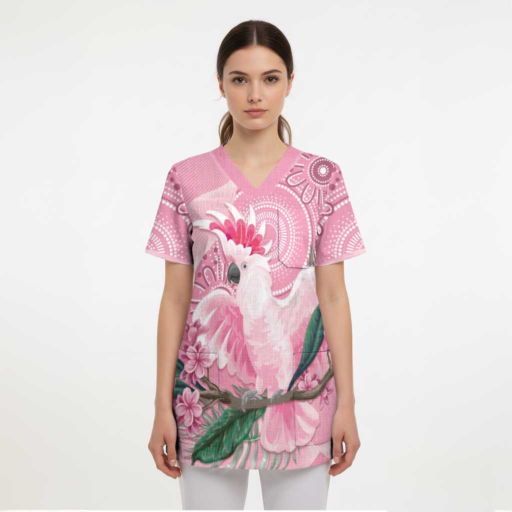 Pink Cockatoo Australia Scrub Top Aussie Cacatua Leadbeateri - Aboriginal Art - Aussie Hoodie