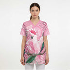 Pink Cockatoo Australia Scrub Top Aussie Cacatua Leadbeateri - Aboriginal Art - Aussie Hoodie