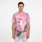 Pink Cockatoo Australia Scrub Top Aussie Cacatua Leadbeateri - Aboriginal Art - Aussie Hoodie