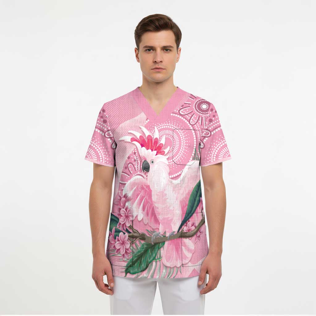 Pink Cockatoo Australia Scrub Top Aussie Cacatua Leadbeateri - Aboriginal Art - Aussie Hoodie