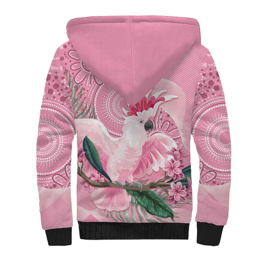 Pink Cockatoo Australia Sherpa Hoodie Aussie Cacatua Leadbeateri - Aboriginal Art
