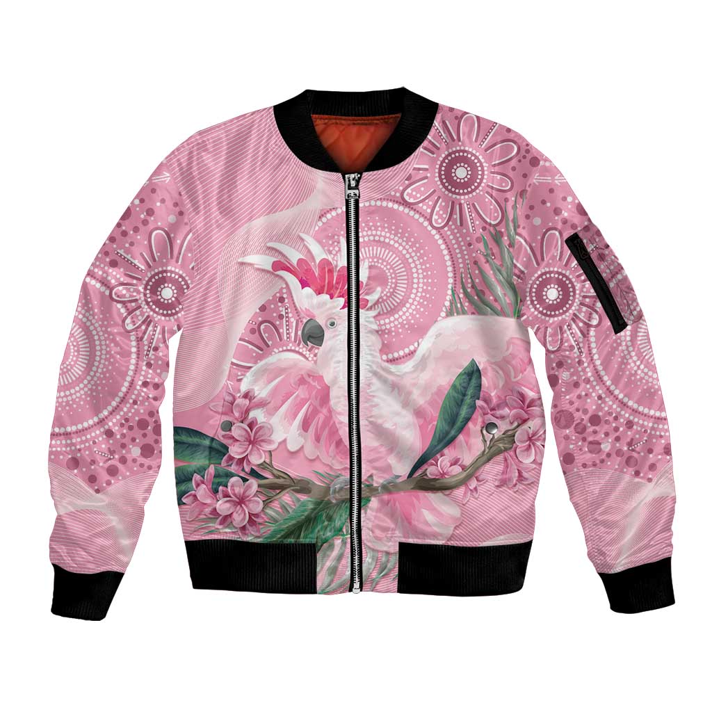 Pink Cockatoo Australia Sleeve Zip Bomber Jacket Aussie Cacatua Leadbeateri - Aboriginal Art