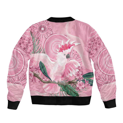 Pink Cockatoo Australia Sleeve Zip Bomber Jacket Aussie Cacatua Leadbeateri - Aboriginal Art