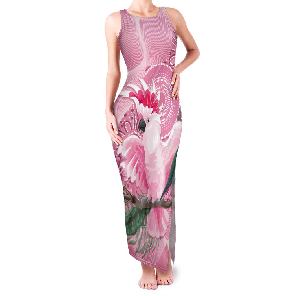 Pink Cockatoo Australia Tank Maxi Dress Aussie Cacatua Leadbeateri - Aboriginal Art