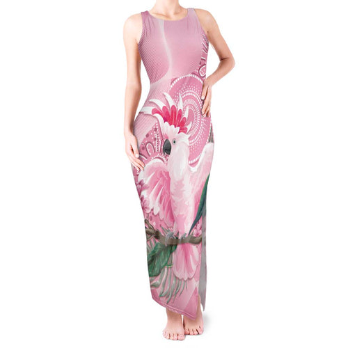 Pink Cockatoo Australia Tank Maxi Dress Aussie Cacatua Leadbeateri - Aboriginal Art