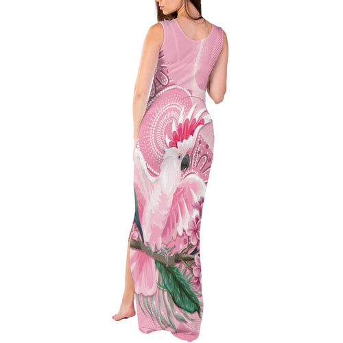Pink Cockatoo Australia Tank Maxi Dress Aussie Cacatua Leadbeateri - Aboriginal Art