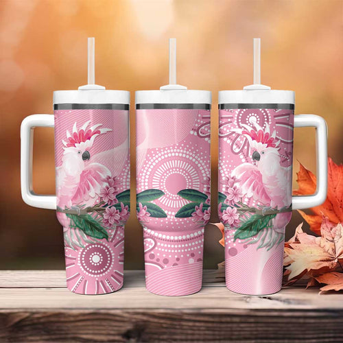 Pink Cockatoo Australia Tumbler With Handle Aussie Cacatua Leadbeateri - Aboriginal Art