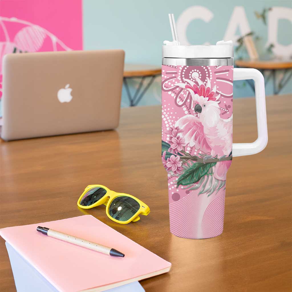 Pink Cockatoo Australia Tumbler With Handle Aussie Cacatua Leadbeateri - Aboriginal Art