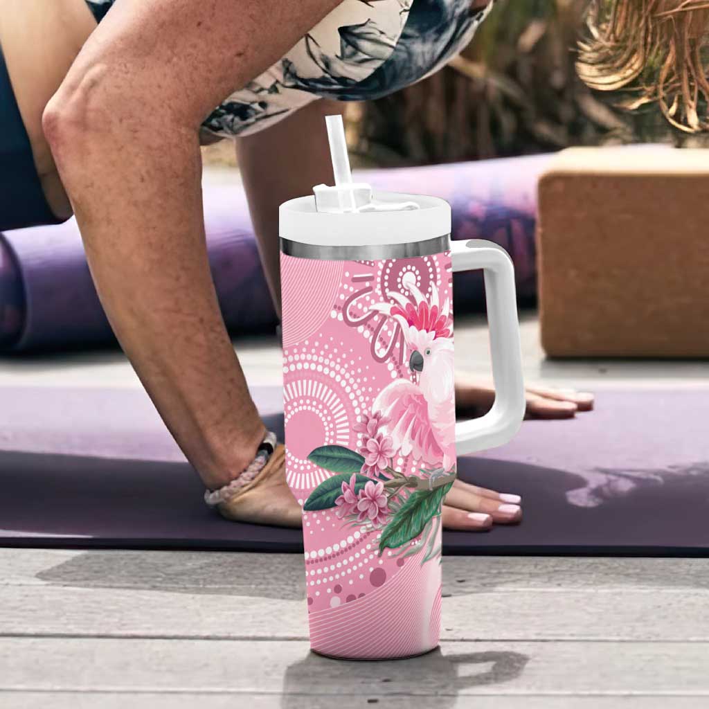Pink Cockatoo Australia Tumbler With Handle Aussie Cacatua Leadbeateri - Aboriginal Art