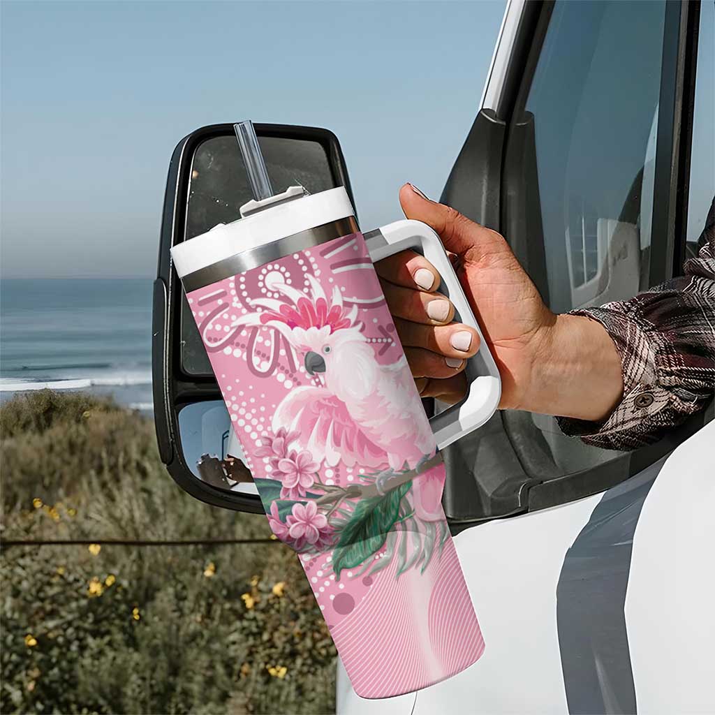 Pink Cockatoo Australia Tumbler With Handle Aussie Cacatua Leadbeateri - Aboriginal Art