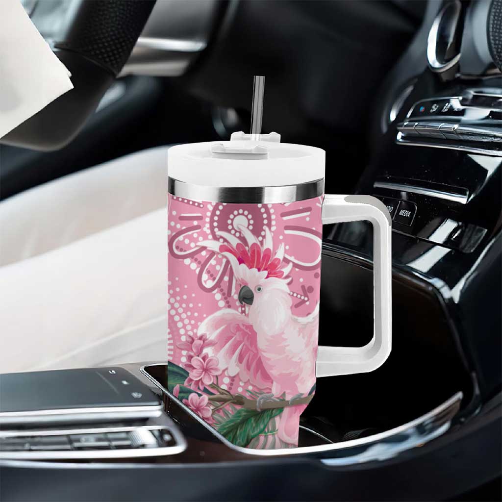 Pink Cockatoo Australia Tumbler With Handle Aussie Cacatua Leadbeateri - Aboriginal Art