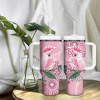 Pink Cockatoo Australia Tumbler With Handle Aussie Cacatua Leadbeateri - Aboriginal Art
