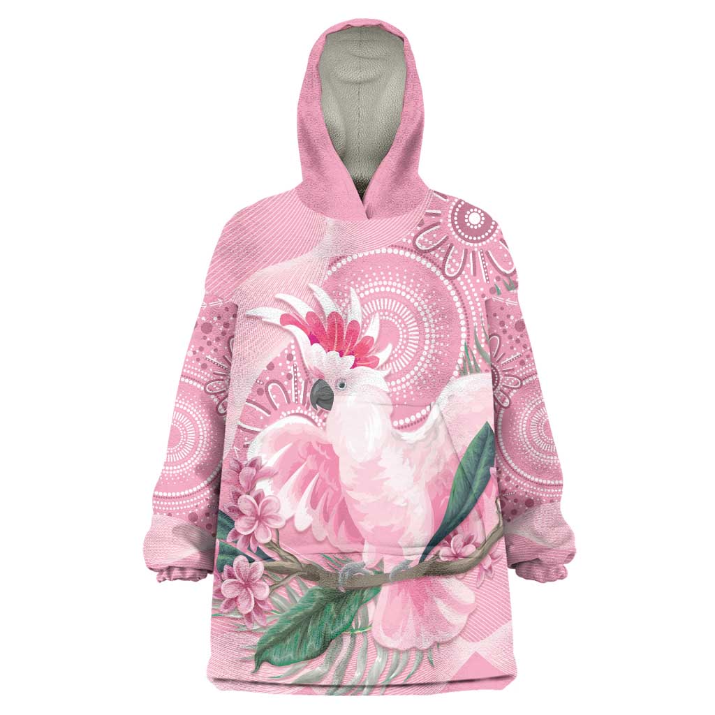 Pink Cockatoo Australia Wearable Blanket Hoodie Aussie Cacatua Leadbeateri - Aboriginal Art