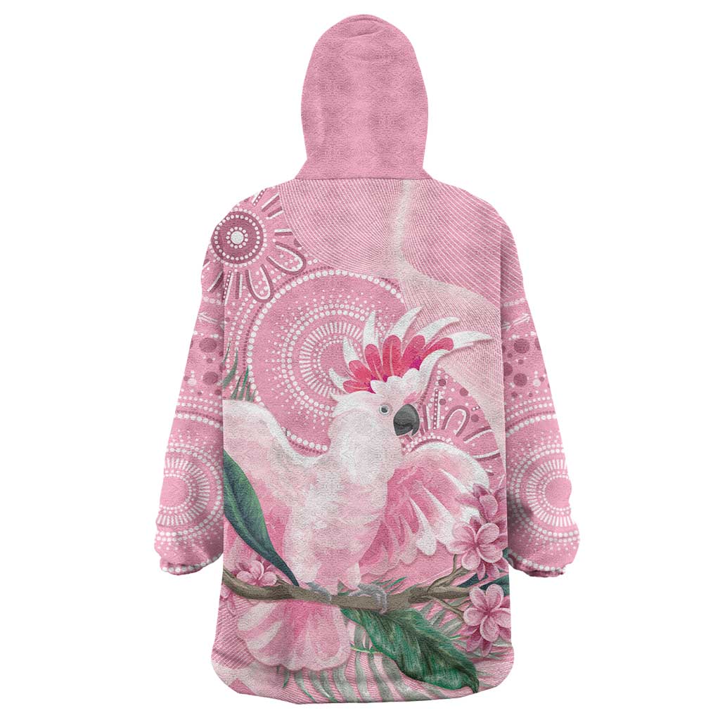 Pink Cockatoo Australia Wearable Blanket Hoodie Aussie Cacatua Leadbeateri - Aboriginal Art