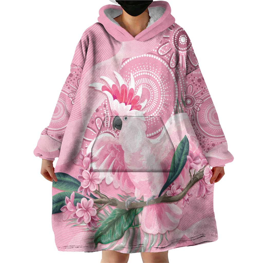Pink Cockatoo Australia Wearable Blanket Hoodie Aussie Cacatua Leadbeateri - Aboriginal Art