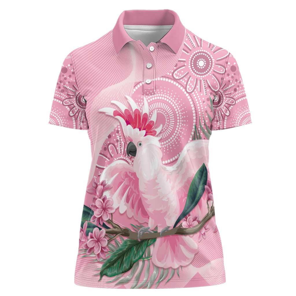 Pink Cockatoo Australia Women Polo Shirt Aussie Cacatua Leadbeateri - Aboriginal Art