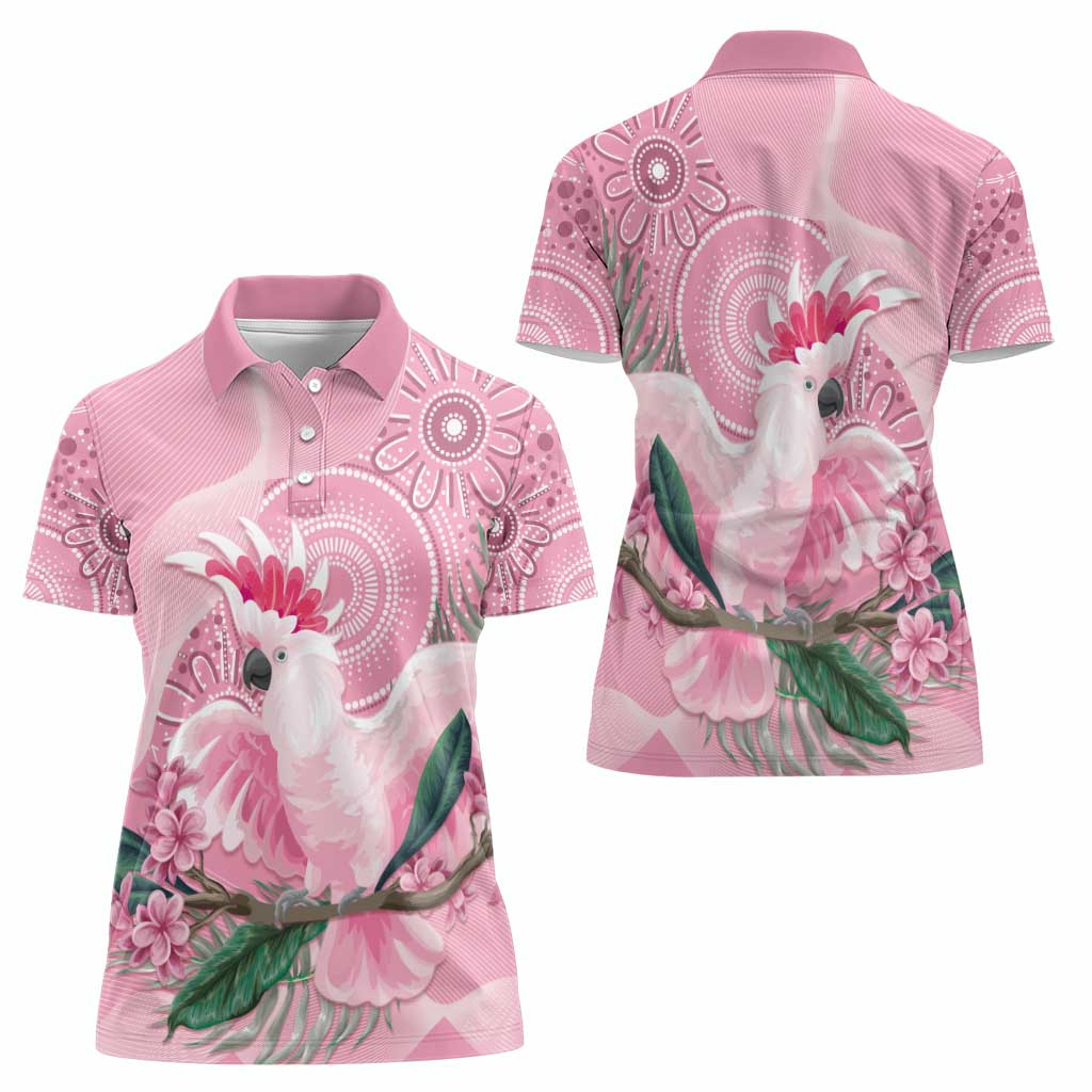Pink Cockatoo Australia Women Polo Shirt Aussie Cacatua Leadbeateri - Aboriginal Art