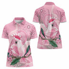 Pink Cockatoo Australia Women Polo Shirt Aussie Cacatua Leadbeateri - Aboriginal Art