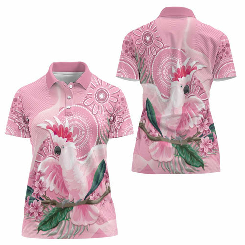 Pink Cockatoo Australia Women Polo Shirt Aussie Cacatua Leadbeateri - Aboriginal Art