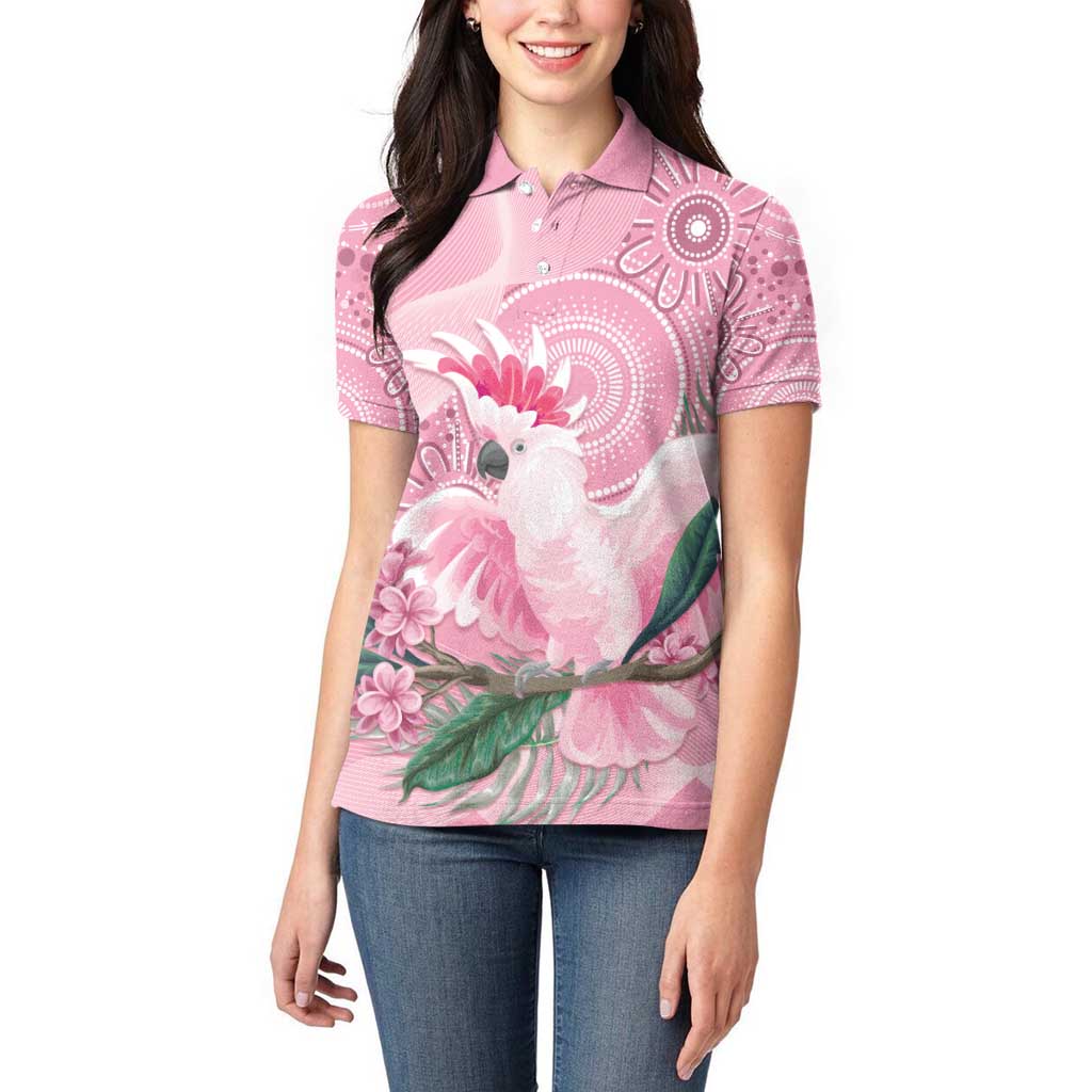 Pink Cockatoo Australia Women Polo Shirt Aussie Cacatua Leadbeateri - Aboriginal Art