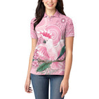 Pink Cockatoo Australia Women Polo Shirt Aussie Cacatua Leadbeateri - Aboriginal Art