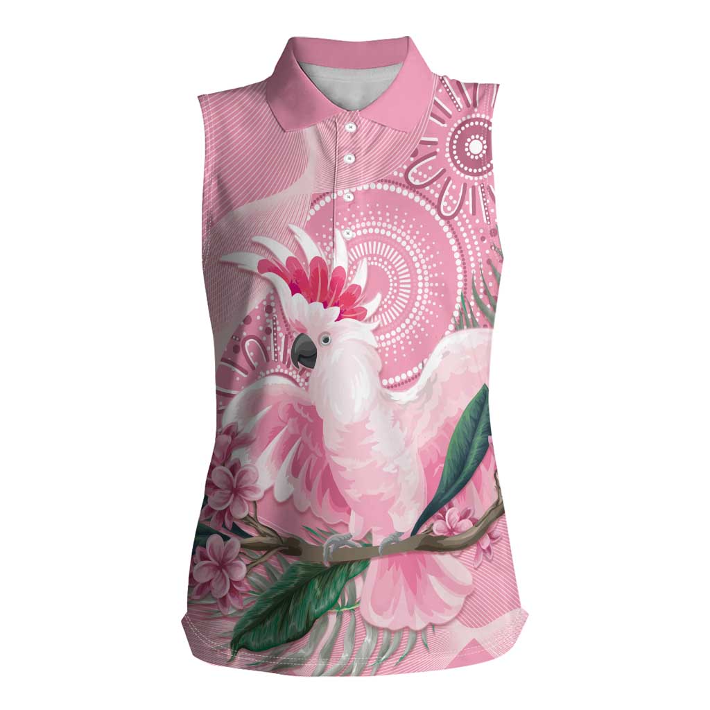 Pink Cockatoo Australia Women Sleeveless Polo Shirt Aussie Cacatua Leadbeateri - Aboriginal Art