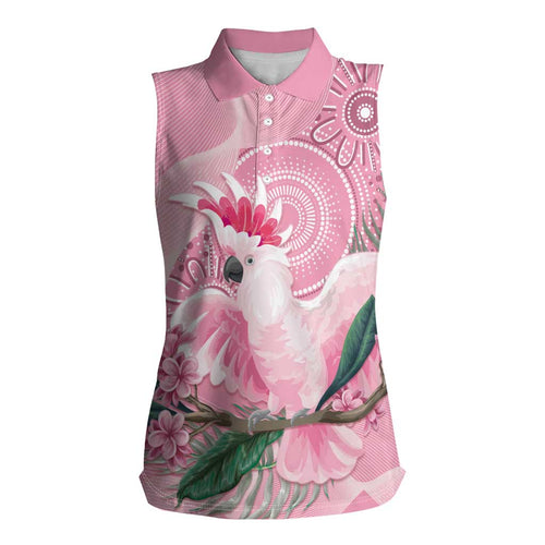 Pink Cockatoo Australia Women Sleeveless Polo Shirt Aussie Cacatua Leadbeateri - Aboriginal Art