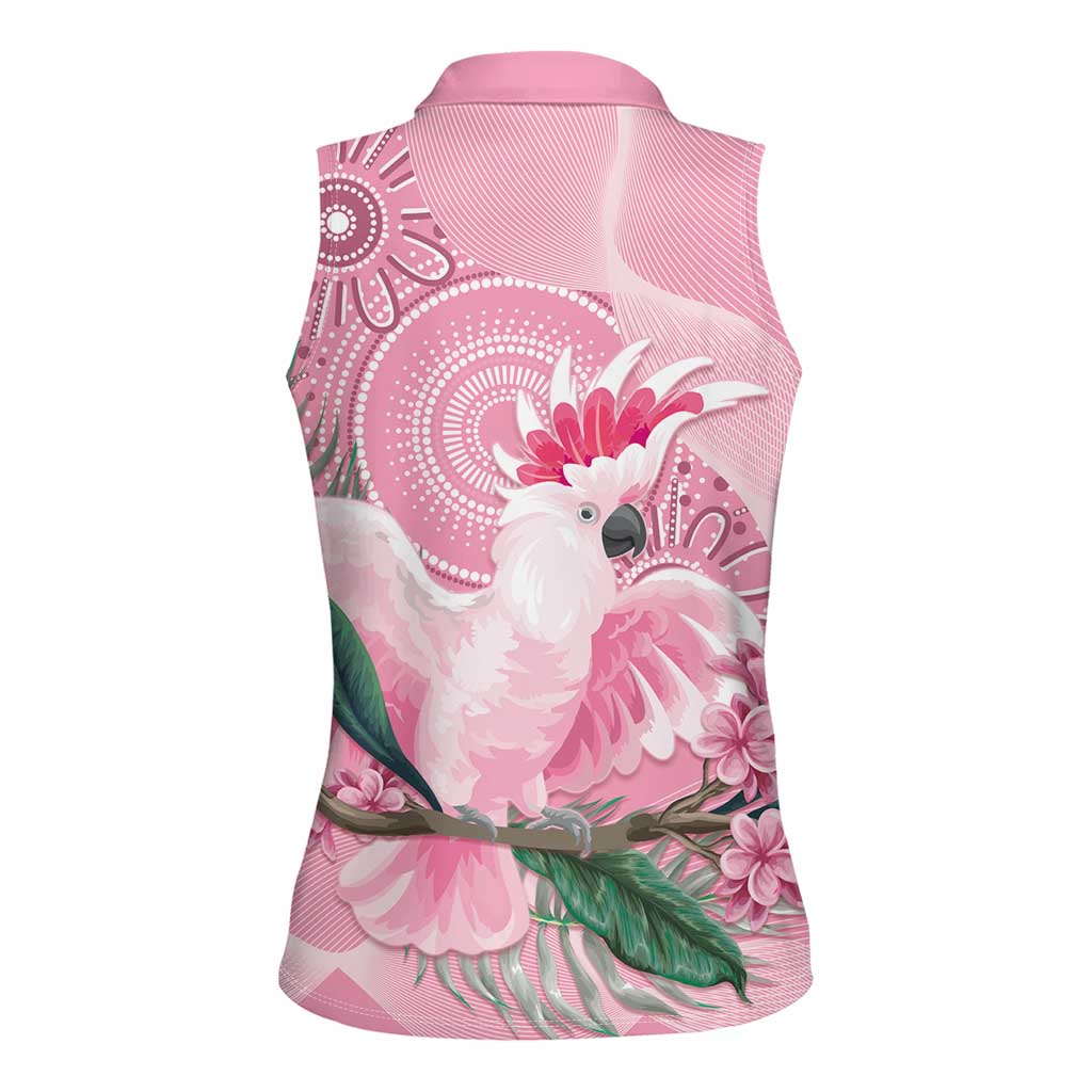 Pink Cockatoo Australia Women Sleeveless Polo Shirt Aussie Cacatua Leadbeateri - Aboriginal Art