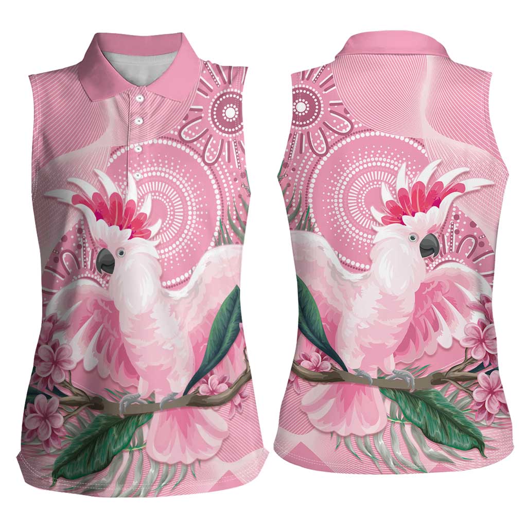 Pink Cockatoo Australia Women Sleeveless Polo Shirt Aussie Cacatua Leadbeateri - Aboriginal Art