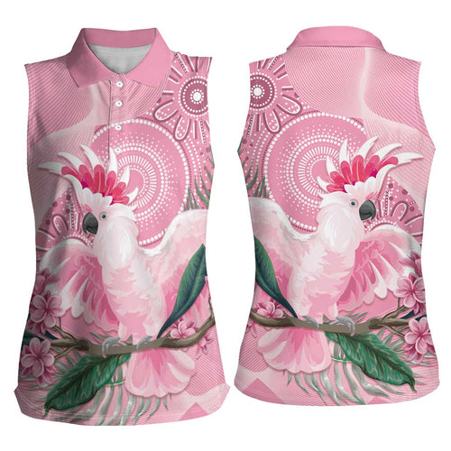 Pink Cockatoo Australia Women Sleeveless Polo Shirt Aussie Cacatua Leadbeateri - Aboriginal Art