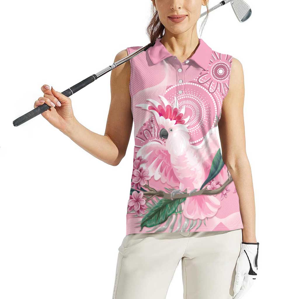 Pink Cockatoo Australia Women Sleeveless Polo Shirt Aussie Cacatua Leadbeateri - Aboriginal Art