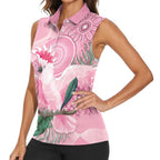 Pink Cockatoo Australia Women Sleeveless Polo Shirt Aussie Cacatua Leadbeateri - Aboriginal Art