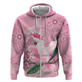 Pink Cockatoo Australia Zip Hoodie Aussie Cacatua Leadbeateri - Aboriginal Art