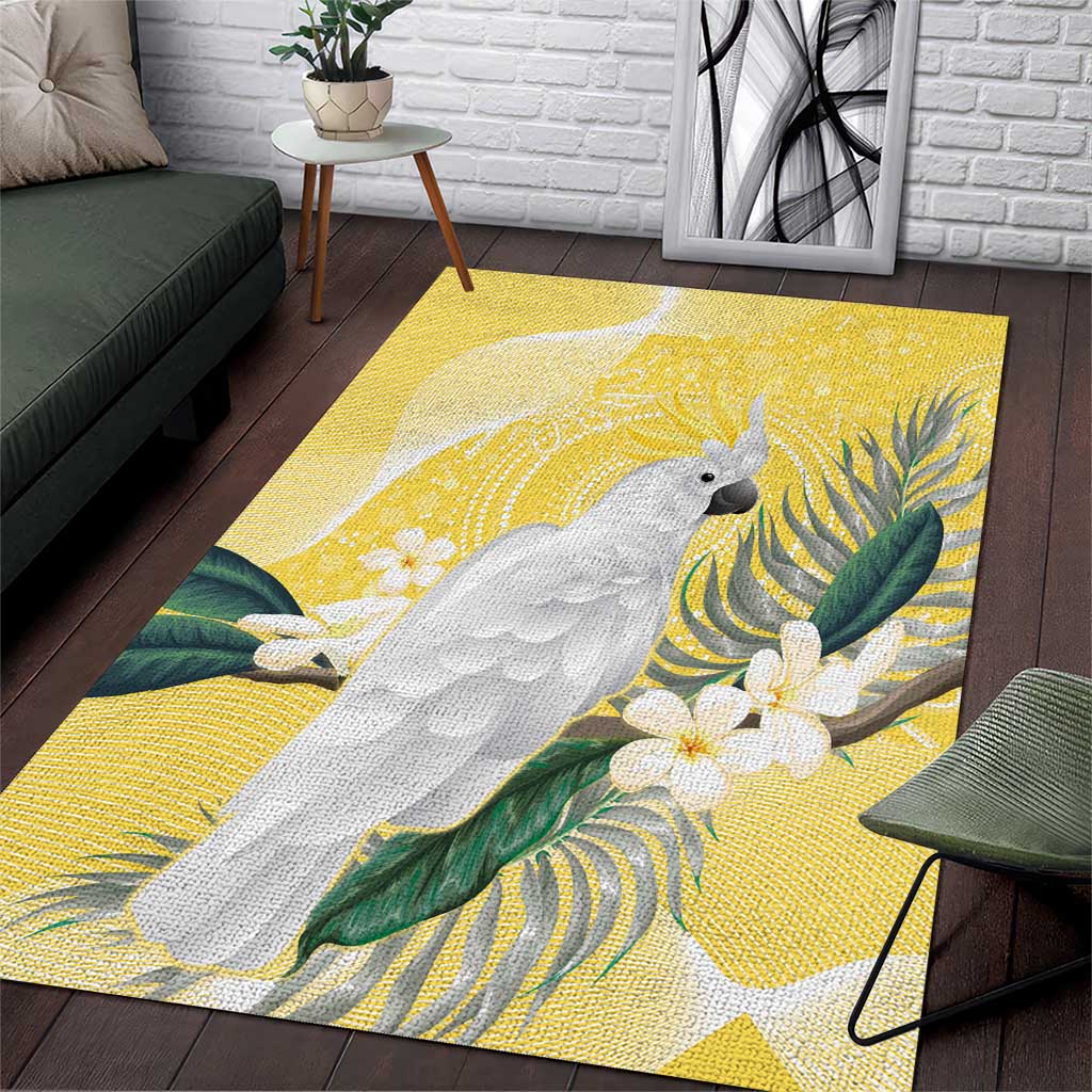 Australia Cacatua Galerita Area Rug Sulphur-Crested Cockatoo - Aboriginal Art