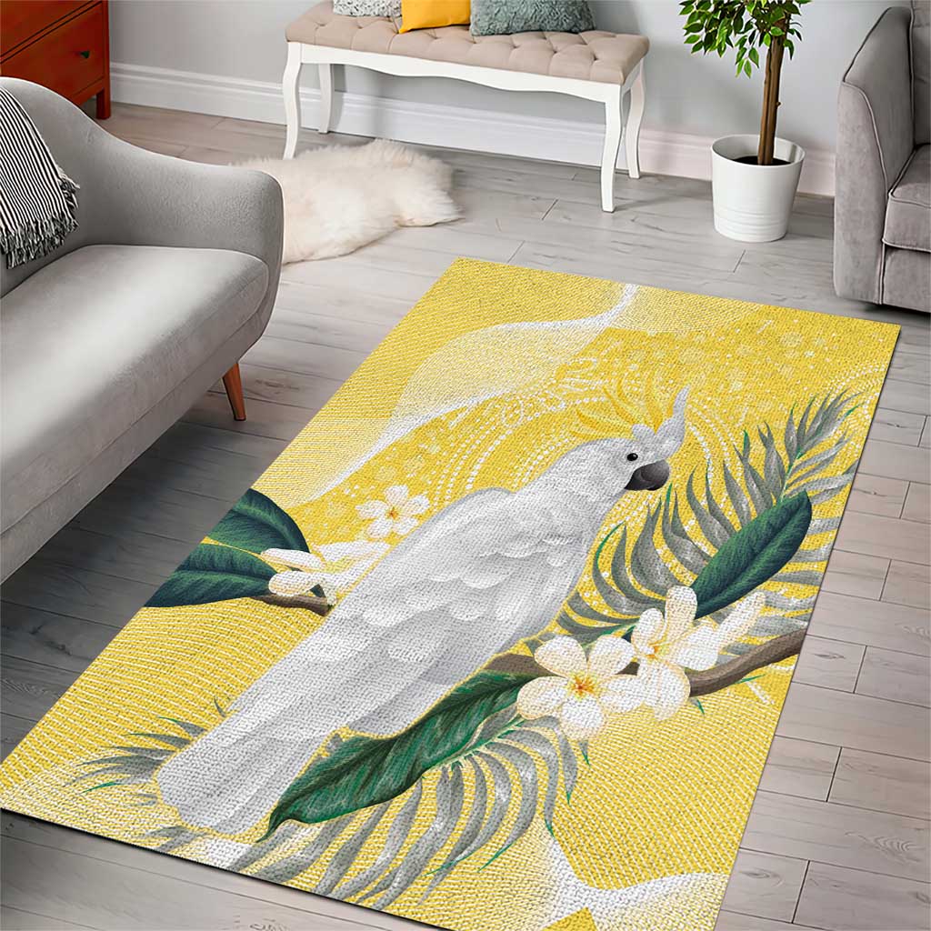Australia Cacatua Galerita Area Rug Sulphur-Crested Cockatoo - Aboriginal Art